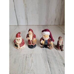 Vintage variety Santa Claus bear miniature folk art Figure Set decor